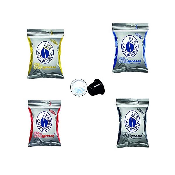 Caffè Borbone – 4 x 50 Stück Kaffeekapseln Borbone Respresso, 50 Stück je Sorte Schwarz, Blau, Rot, Gold, kompatibel mit…