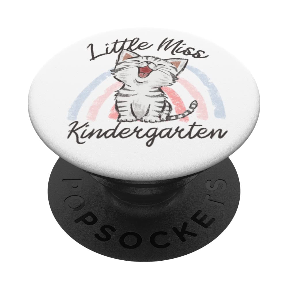 Little Miss Kindergarten Class Rainbow Cat Girl Kitten Kids PopSockets Swappable PopGrip