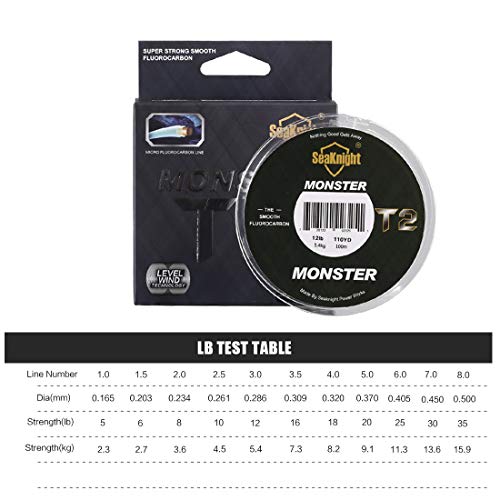 Seaknight T2 Fluorocarbone Peche Carpe Ligne De Guidage Invisible De Fluo Fil De Pêche 100m/110yds
