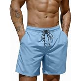 COOFANDY Mens Swim Trunks 7 inch Bathing Suit with Mesh Liner Swim Shorts | Quick Dry Fabric, Lightweight Stretch Material, Breathable Mesh Brief Liner, Swimming, Summer Beach Vacation, Mens Swimwear