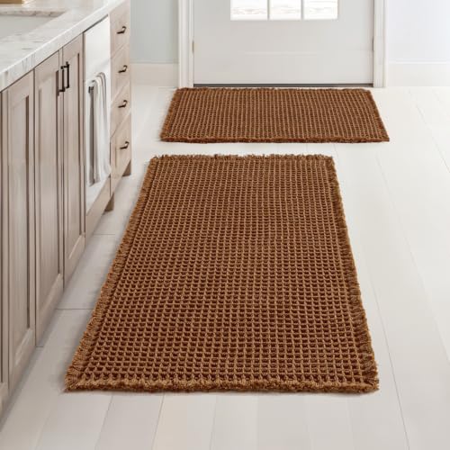 MIULEE Waffle Bathroom Rugs Boho Bath Mat