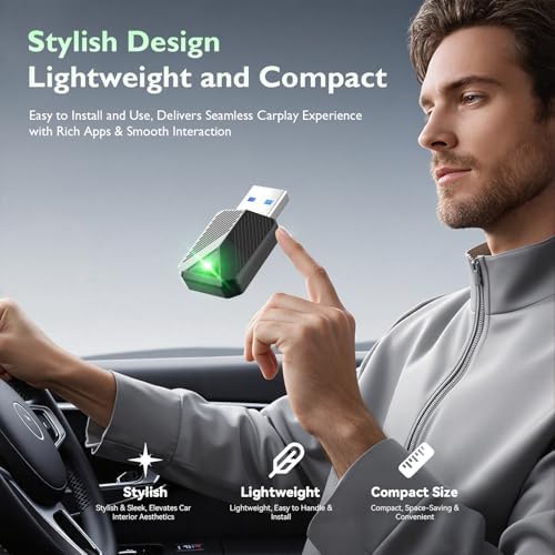 Adaptateur CarPlay sans fil, Mini CarPlay sans fil, permet de passer du CarPlay filaire au CarPlay sans fil, adaptateur sans fil Plug and Play, compatible avec les voitures de 2016 et les iPhone iOS