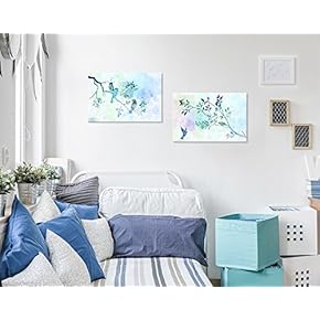 Watercolor Style Painting of Blue Birds and Tree...