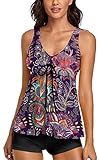 UNIQWETO Tummy Control Tankini Bathing Suits for