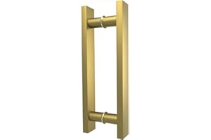 LVYIHAN Titanium Gold Square Barn Door Handles 12"/24"/36"/48"/59'', Pull Push Long French Door Handle Double Sided, Large Front Exterior Shower Door Pull Handles