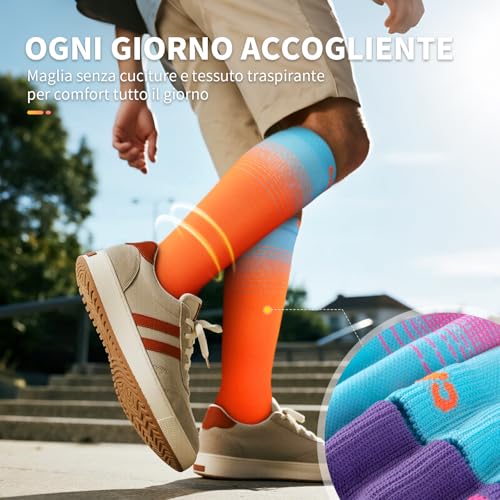 CAMBIVO Graduated Compression Socks Women Men 3 Pairs Compression Knee High Socks 15-20 mmHg, Breathable Long Elastic Socks for Yoga, Cycling, Sports, Travel, Fashion, Varicose Veins and Recovery