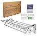 REIDEA 23 Inch Towel Racks for Bathroom, Foldable Wall Mounted Towel Storage Shelf with Hook, Brushed Nickel SUS 304 Stainless Steel Adjustable Towel Holder with Towel Bar, Silver