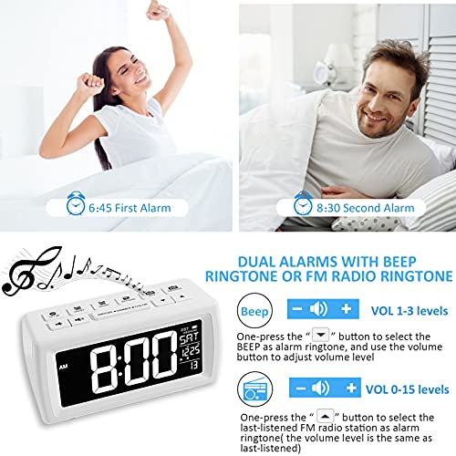 AZUTTA Digital Alarm Clock Radio 7Display Colors and 5Brightness