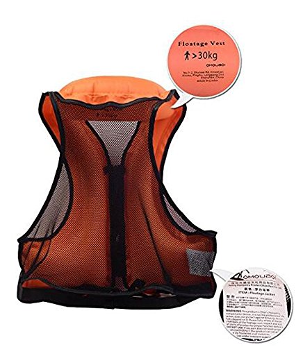 Kingswell Kids Inflatable Swim Vest Child Life Jacket Portable Buoyancy Safety Aid Vest For Swimming, Snorkeling, Diving-Orange