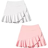 DREAM BUS 2 Pack Girls Skirts Built in Shorts Little Kid Tennis Skorts Toddler Girl Athletic Skorts Flowy Skirts