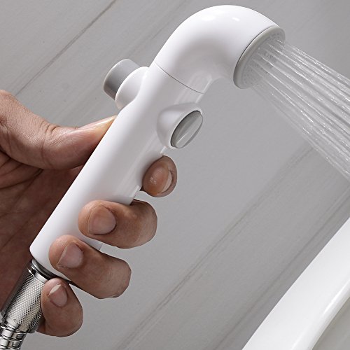 SonTiy Handheld Bidet Sprayer Shattaf Cloth Diaper Sprayer for Toilet Attachment with Adjustable Water Pressure Control Shut-off Brass T- Valve White Chrome