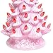 Best Choice Products 11in Ceramic Pre-Lit Hand-Painted Tabletop Artificial Christmas Tree Holiday Decor with Lights, Star Topper, Pink