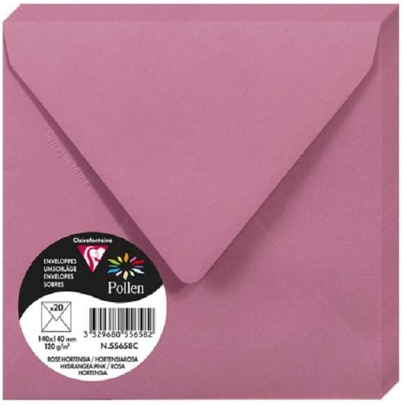 Clairefontaine Pollen Envelopes 14x14 cm Pack of 20 Gummed 120 g/m² Hydrangea
