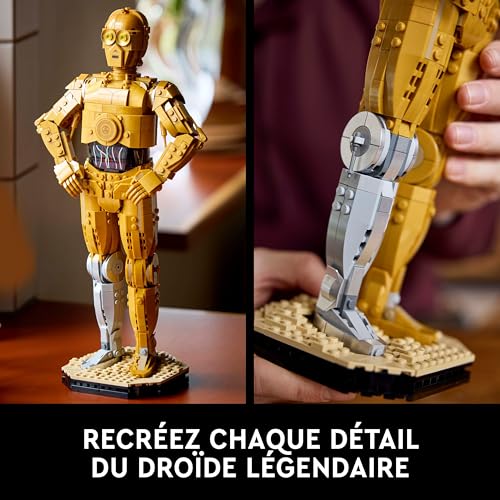 Star Wars 75398 C-3PO - Figurine Collector - Maquette à Construire & Exposer pour Adulte - Présentoir, Plaque Descriptive & Minifigurine - Idée de Cadeau pour Fan, Homme ou Femme