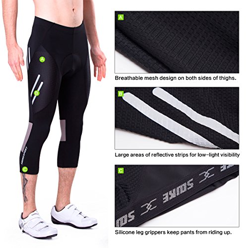 image for Eco-daily Men's 4D Padded 3/4 Cycling Compression Tights & Long Bike B