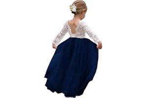 TOPMAKER Girl Toddler Full-Length Straight Tulle Tutu Lace Back Party Flower Girl Dress