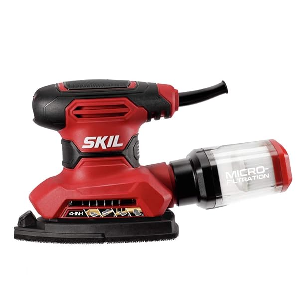 SKIL CORDED MULTI-FUNCTION DETAIL SANDER WITH MICRO-FILTER DUST BOX 3 ADDITIONAL ATTACHMENTS & 12PC SANDING SHEET- SR232301