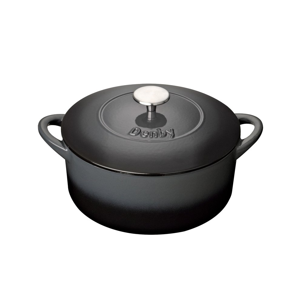 Denby - Halo Black Cast Iron Casserole Dish - 4.05L Capacity Dutch Oven, Oven Safe Pot, Suitable For All Hob Types - Premium, Enamelled - Dishwasher Safe Cookware - 24cm, Round โ image 1