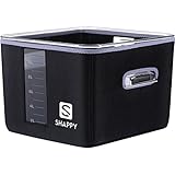 Shappy Sous Vide Container Neoprene Sleeve for Rubbermaid 12 Quart, Protecting Surfaces and Increasing Heat Insulation to Save Time and Electricity, Clearly See the Inside (Black and Grey)