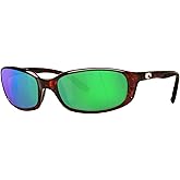Costa Del Mar Sunglasses for Men - Brine Mens Polarized Sunglasses - Fishing, Boating & Beach UV Protection - Size 59 - Tortoise/Green Mirror 580P