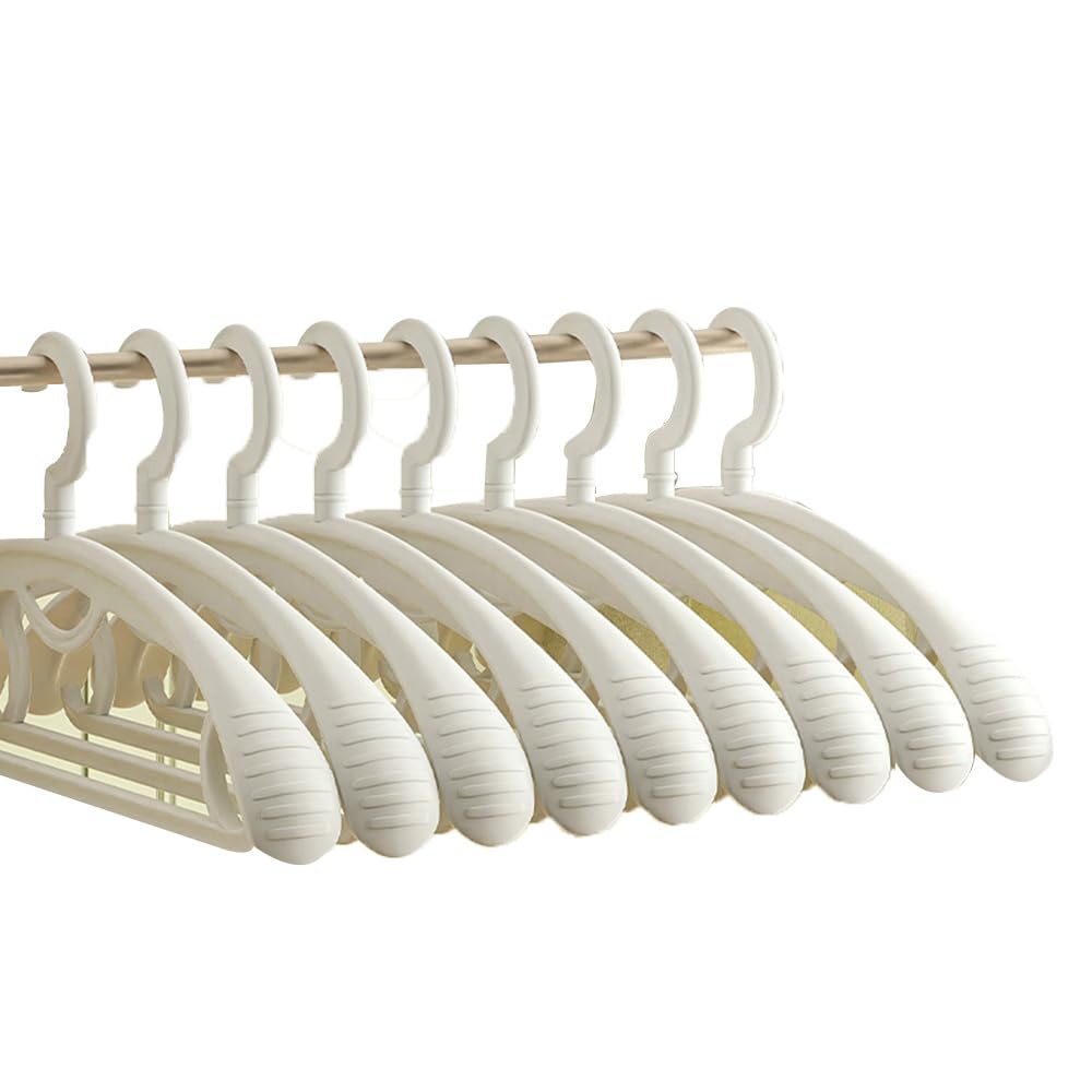 Photo 1 of 10 Pack HeavyExtra Thick Plastic Wide Shoulder Adult 360 Degrees Rotate Slip Resistant Standard Clothing Hanger Ideal for Everyday (White)