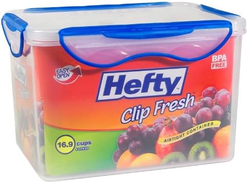Hefty Clip Fresh Food Storage Container 16.9 Cups Tall Rectangular