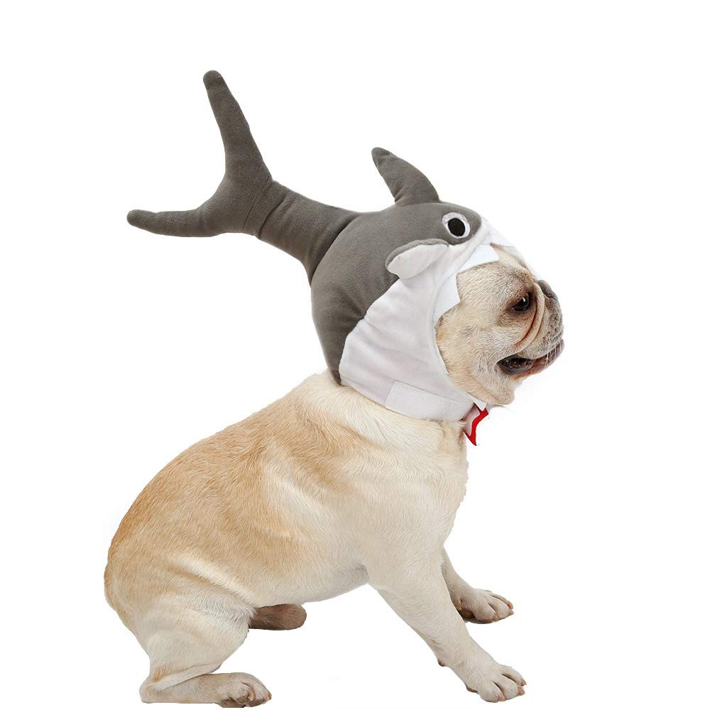 Coppthinktu Pet Shark Hat Cute Halloween Cat Dog Shark Costume Headdress Pets Plush Cap