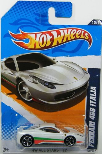 Hot Wheels 2012 All Stars Ferrari 458 Italia White Card 130