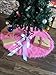 DOYOLLA Faux Fur Christmas Tree Skirt 48 inch Pink Xmas Tree Skirt Holiday Decorations Pet Favors