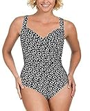 Kirkland Signature by Miraclesuit Womens 1 Piece All Over Body Control Swimsuit (12, Black/White Double Diamond)