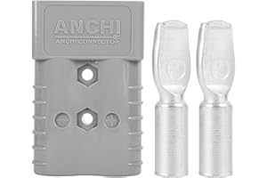 ANCHIMSR 350A Battery Connector 2/0 AWG, Forklift Battery Connector Max 600V, Wire Harness Modular Plug, Connect/Disconnect for Recovery Winch, Towing Systems (1PC 350A Gray)