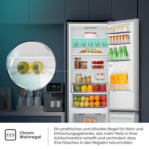 Hisense RB440N4ACA Kühl-Gefrier-Kombination/Höhe 201 cm/Kühlen 178 L/Gefrieren 98 L/LED Beleuchtung, Edelstahl 10