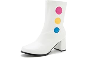 LIURUIJIA Women's Go Go Boots Mid Calf Block Heel Zipper Boot Ankle Boots Low Block Heel Short Booties Shoes