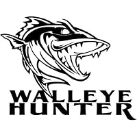 Mandy Graphics Walleye Hunter Fish Fishing Vinyl Die Cut Decal Sticker for Car Truck Motorcycle Windows Bumper Wall Home Office Decor Size- [8 inch/20 cm] Wide and Color- Gloss White