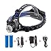 Waterproof LED Headlamp, Zoomable 3 Modes bright LED Headlights with Rechargeable Batteries Car Charger Wall Charger USB Cable for Camping Biking Hunting Fishing Outdoor Sports