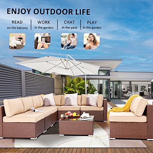 SUNVIVI OUTDOOR 6 Piece Patio Furniture, AllWeather Brown Wicker