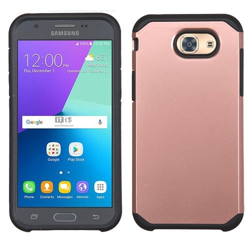 Samsung Galaxy J3 Luna Pro Case, Galaxy J3 Emerge Case, Galaxy J3 Prime Case, Galaxy Express Prime 2 Case, BornTech Dual Layer Slim Shockproof Armor Protector Phone Case Cover (Black/Rose Gold)