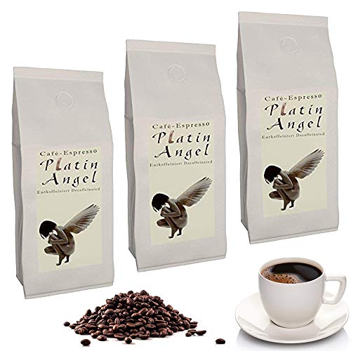 C&T Platin Angel Espresso Decaf 3 x 1000 g ganze Kaffeebohnen - der Entkoffeinierte - koffeinfreier Spitzenkaffee aus…