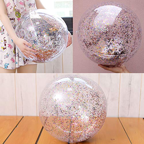 image for LANDYLO 4 Pcs Sequin Beach Balls Jumbo Pool Toys Balls for Kids Adult 