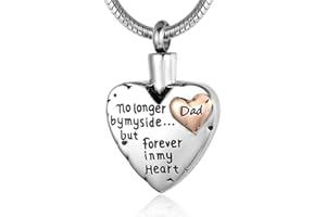 RIMZVIUX Urn Necklace for Ashes Stainless Steel Cremation Keepsake Jewelry for Ashes Women-No Longer By My Side Forever in My Heart