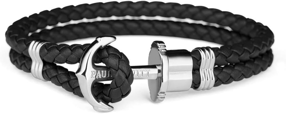 Paul Hewitt Phrep Silver Leather Black Bracelet
