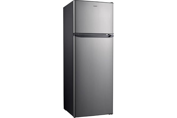 Galanz GLR12TS5F Refrigerator, Dual Door Fridge, Adjustable Electrical Thermostat Control with Top Mount Freezer Compartment, 12.0 Cu.Ft, Stainless Steel, 12