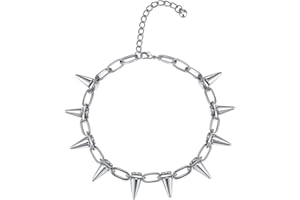 Reaowazo Spike Chokers for Women Choker Goth Necklaces Mens Chain Choker Collar Punk Streetwear Handmade Adjustable Vintage Rivet Jewelry