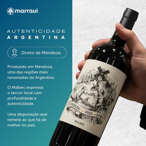 Kit 2 Vinhos Cordero con Piel de Lobo Malbec – 750 ml Cada – Tintos Argentinos Mosquita Muerta – Corpo Médio, Frutado e Elegante