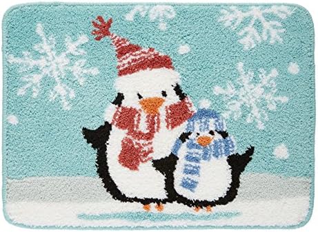 Winter Penguins Soft Plush Bath Rug Anti-Skid Backing 18 x 25 Inches
