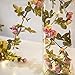 Hecaty 2 Strands Artificial Rose Garland Silk Flowers Hanging Rose Vine with Led String for Wedding Home Party Event Wreath Decor (Pink&Champagne)