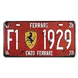 Uniquelover Ferrari F1-1929 Retro Vintage Auto License Plate Tin Sign Size 12