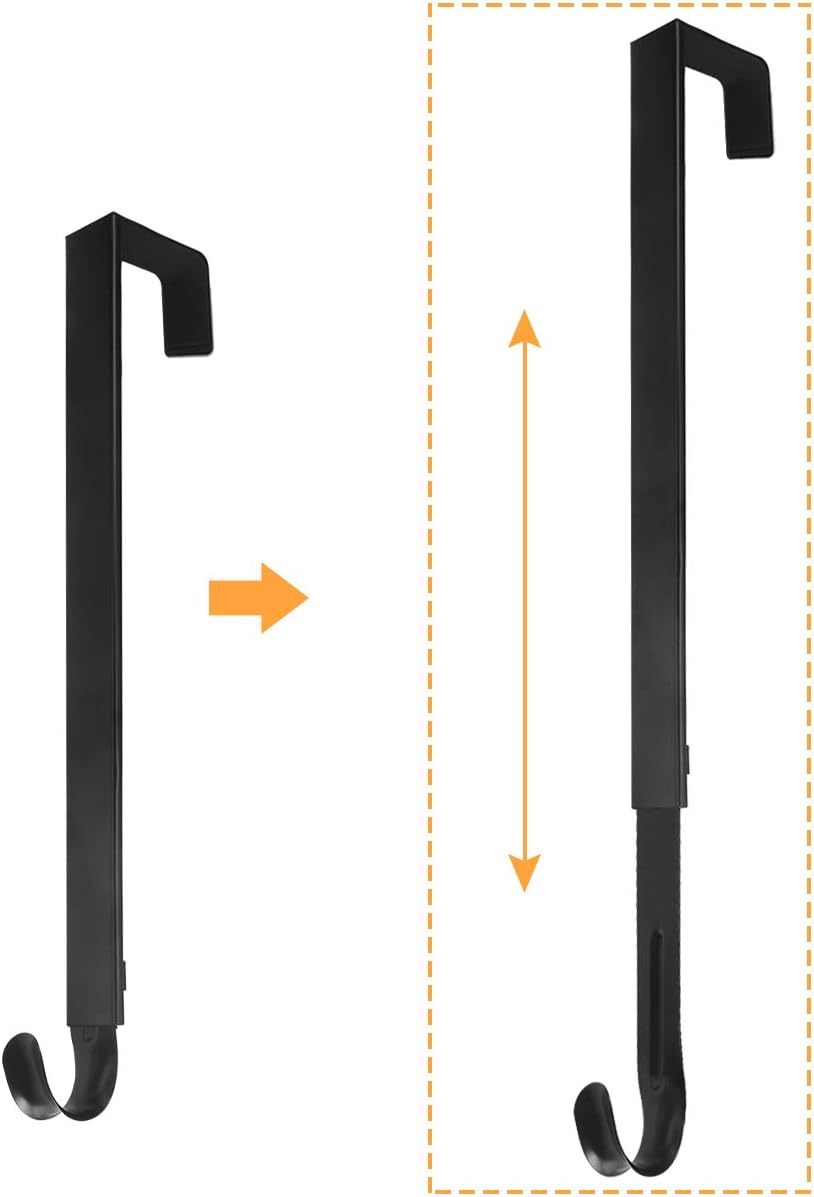 GameXcel Wreath Hanger - Adjustable Wreath Hanger for Front Door from 15-25 Inch - 22 lbs Larger Door Hanger Christmas Wreaths Decorations Hook - Black: Home & Kitchen