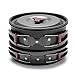 Honest Portable Camping cookware Mess kit Folding Cookset for Hiking Backpacking 11 Piece Lightweigh Durable Pot Pan Bowls Spork with Nylon Bag Outdoor Cook Equipment (Red, 2 Liter Pot)