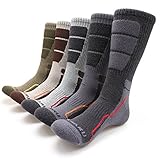 MIRMARU Men’s 5 Pairs Hiking Outdoor Trail Running Trekking Moisture Wicking Cushion Crew Socks